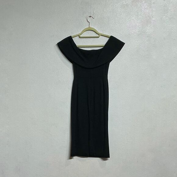 Aritzia Babaton Ruslan Off the Shoulder Bodycon Black Midi Dress Sz 00 - Picture 8 of 11